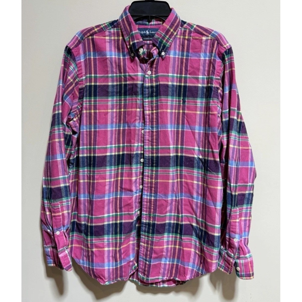 Polo Ralph Lauren Mens Large Classic Fit Long Sleeve Pony Preppy Shirt Pink